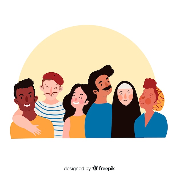 Groupe multiracial de personnes heureuses souriant