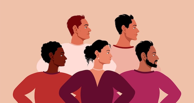 Groupe de personnages masculins et féminins divers