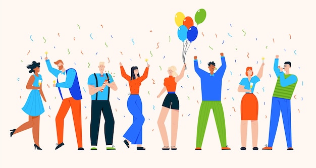 Groupe de personnes célèbrent des vacances à la fête