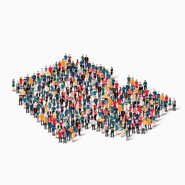 Groupe de personnes de foule formant une carte de la République tchèque.