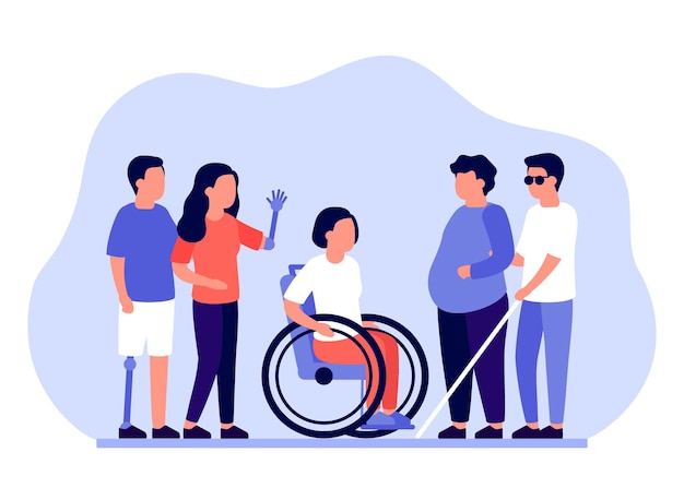 Groupe de personnes handicapées ayant besoin de soutien et d'assistance