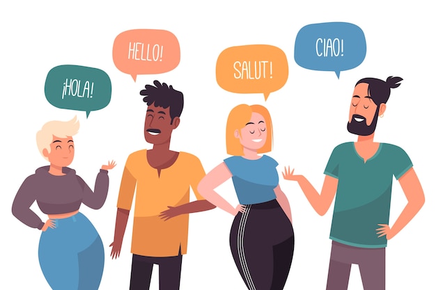 Groupe de personnes parlant différentes langues