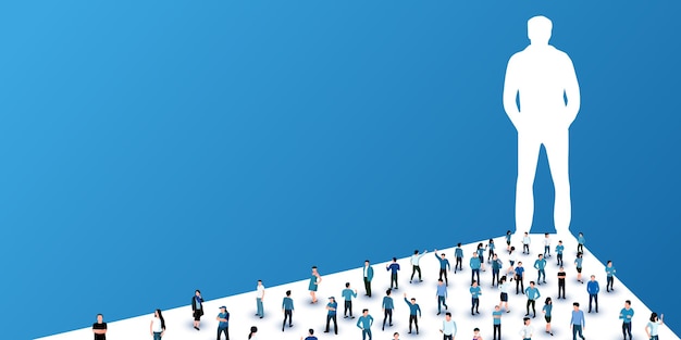 Groupe de personnes avec une silhouette de leader concept de travail d'équipe
