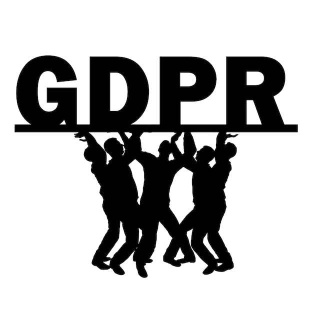 Un groupe de personnes tient le mot GDPR Règlement général sur la protection des données au-dessus d'eux Concept d'entreprise