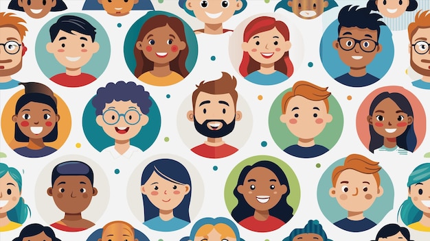 un groupe de personnes avec des visages et des visages différents