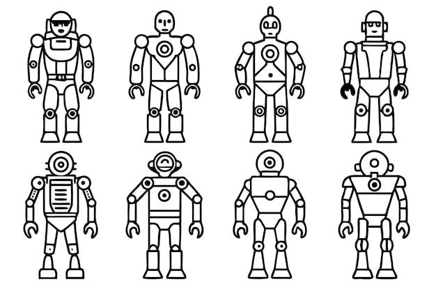 un groupe de robots avec un qui dit robot