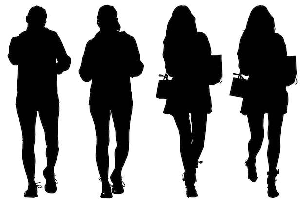 Groupe de sac à provisions à la mode avec Silhouette Girls