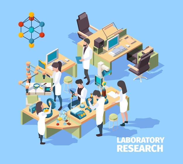groupe de scientifiques, médecins et infirmières travaillant dans le laboratoire de la clinique