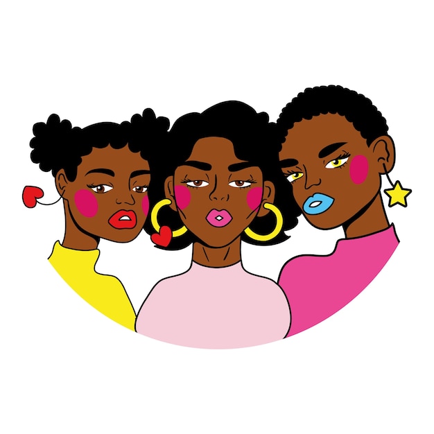 Groupe De Style Pop Art Mode Afro Filles