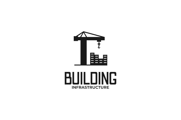 Grue créative avec illustration de modèle de vecteur de conception de logo de construction