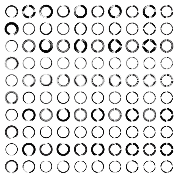 Grunge Circle Bold Line noir forme abstraite 100 Set