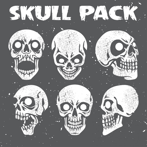 Vecteur grunge skulls collection pack