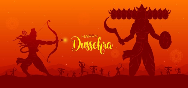 Guerre de Lord Rama et Ravana Happy Dussehra, Navratri et Durga Puja festival de l'Inde