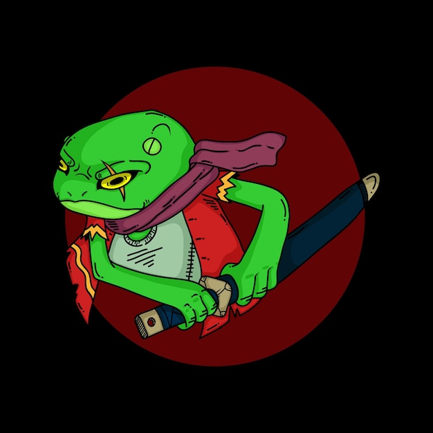 Guerrier Grenouille Avec Illustration Vectorielle épée