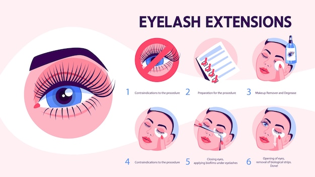 Guide D'extension De Cils Pour Femme. Infographie Avec Des Cils