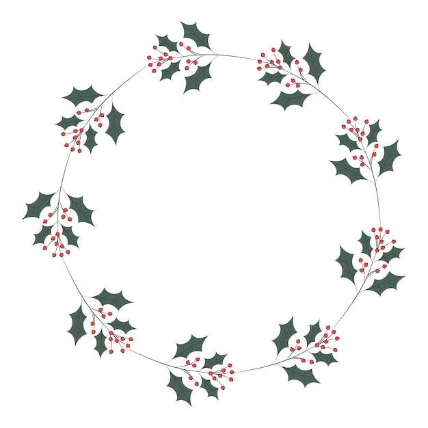 Guirlande de branches de houx vert Noël clipart plante symbole de Noël décoration de la maison