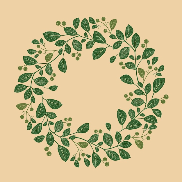 Vecteur guirlande de feuilles et de baies décoration de mariage couleur verte vintage vector