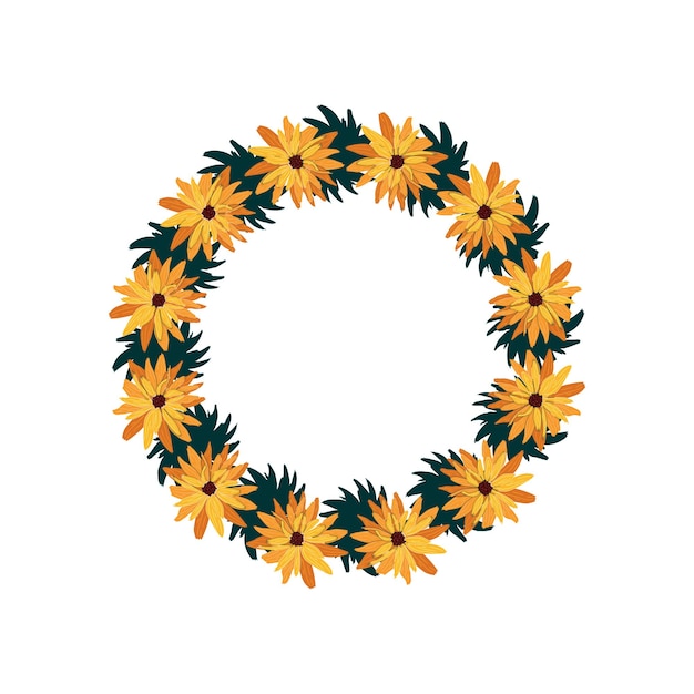 Vecteur guirlande de fleurs lumineuses de rudbeckia illustration vectorielle