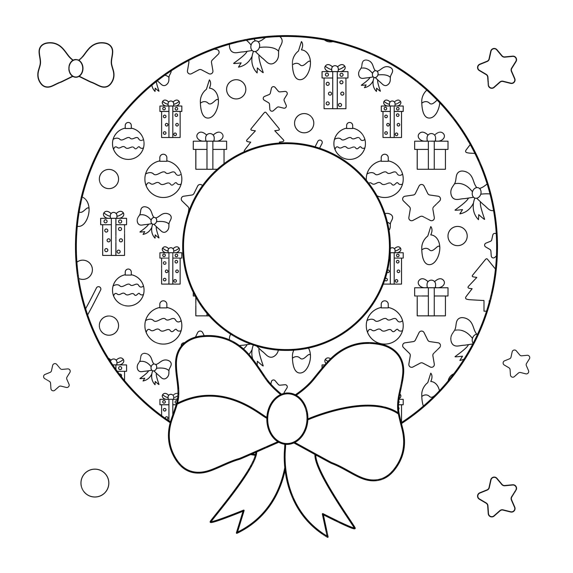 Guirlande Noël, Coloration, Page, Illustration Vecteur Premium