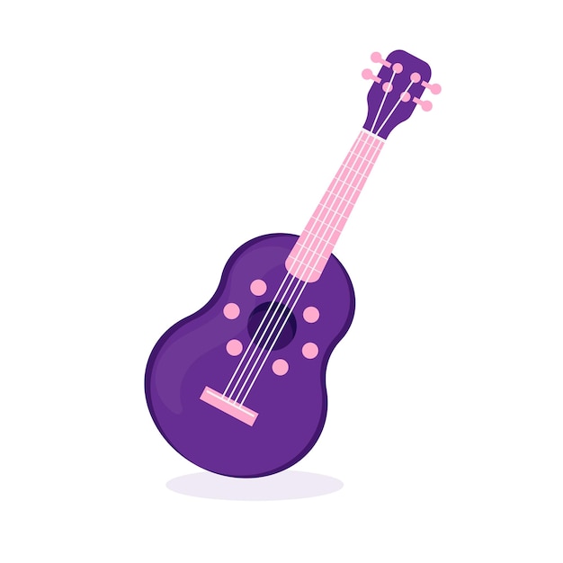 Guitare Acoustique Isolée Sur Fond Blanc Signe D'instrument De Musique Acoustique Style Plat Tendance Pour La Conception Graphique