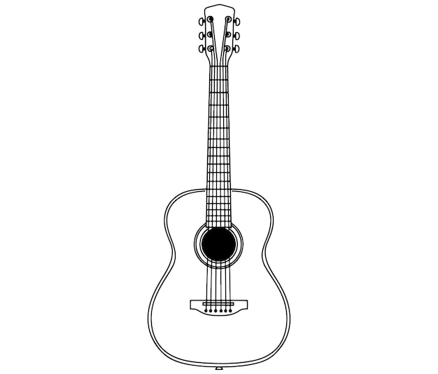 Guitare acoustique isolée sur l'icône de guitare blanche Illustration vectorielle