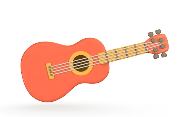 Guitare Acoustique Réaliste 3d Pour La Conception De Concept De Musique Dans Un Style De Dessin Animé En Plastique Illustration Vectorielle