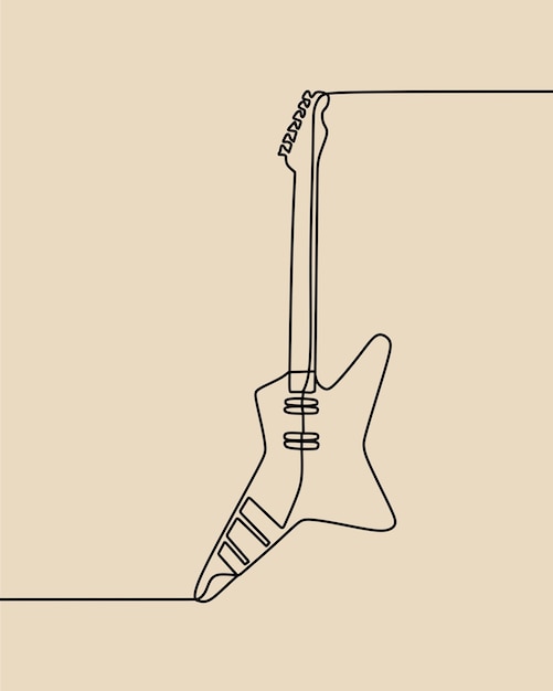 Guitare En Un Dessin Au Trait