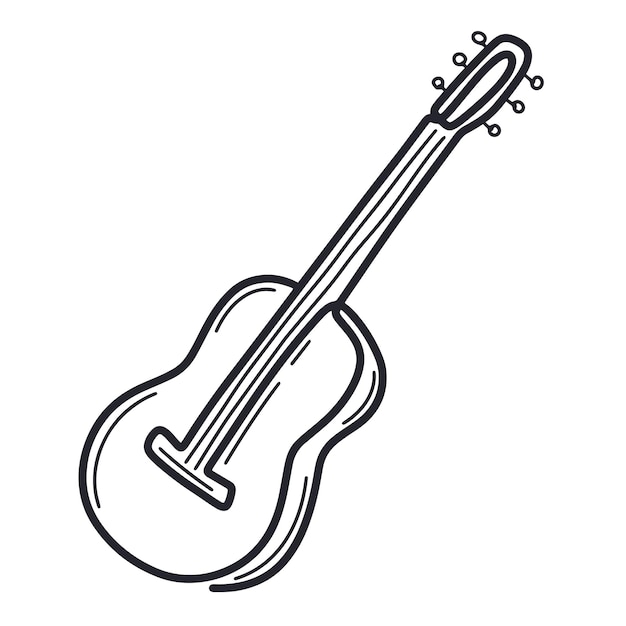 Guitare En Illustration Vectorielle De Style Doodle Isolé