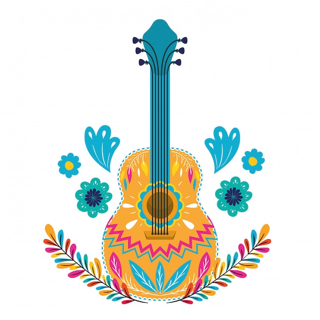 Guitare Mexicaine Sur Blanc