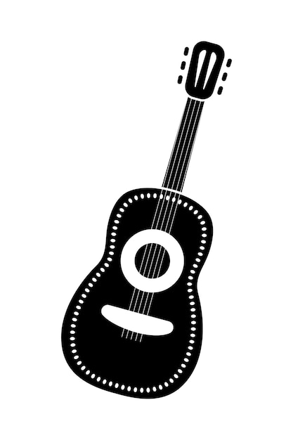 Guitare Mexicaine Cinco De Mayo Symbole Noir Rempli élément De Conception Vectorielle