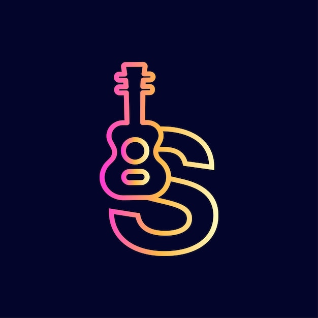 Guitare Musique Logo Design Lettre De Marque S