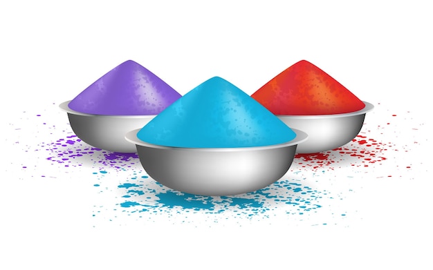 Vecteur gulal coloré dans des bols isolés sur blanc