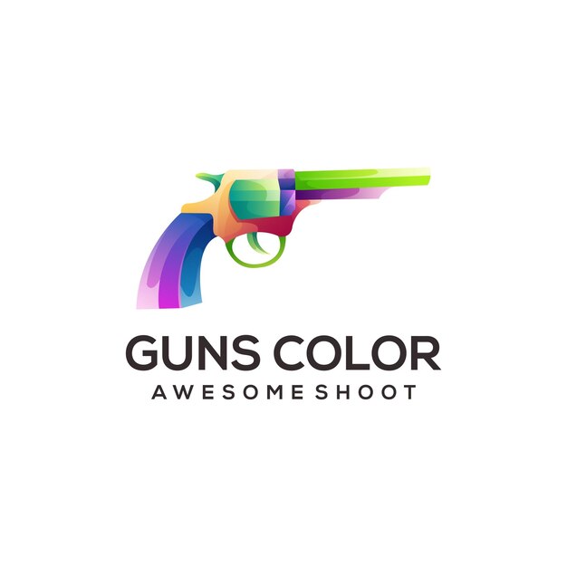 Vecteur gun cowboy logo dégradé coloré