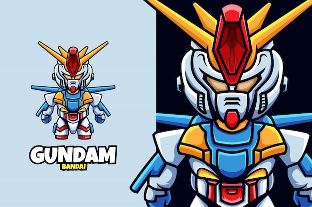 Gundam Bandai Sur Illustration De Dessin Animé Mignon