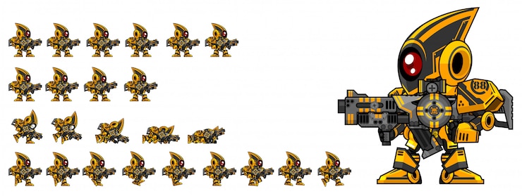 Vecteur gunner robot jeux sprite