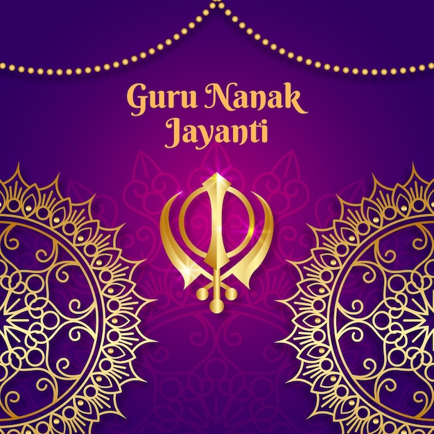 Guru De Fond Réaliste Nanak Jayanti Avec Mandala