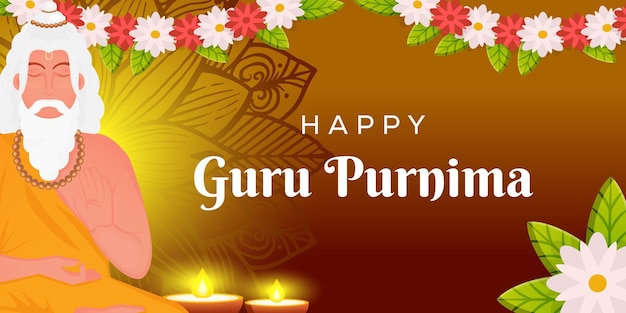 Guru Purnima Illustration De Fond Avec Des Fleurs