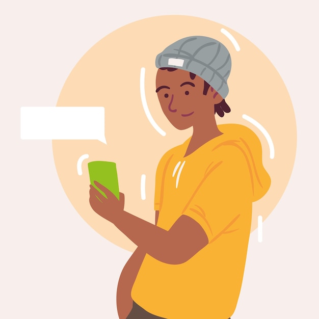 Guy à l'aide de smartphone