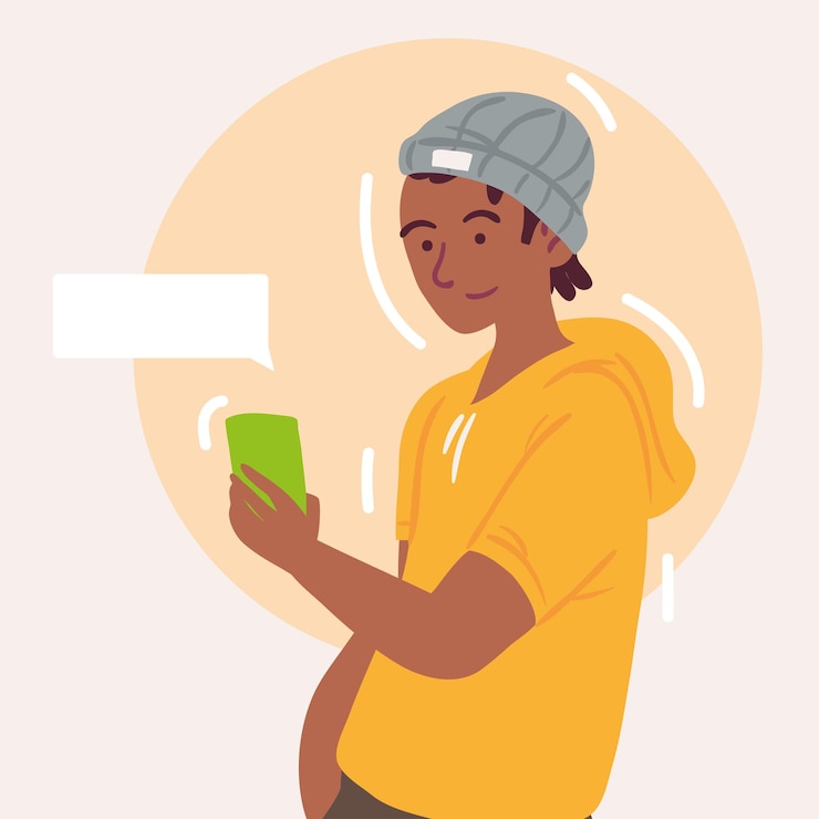 Vecteur guy à l'aide de smartphone