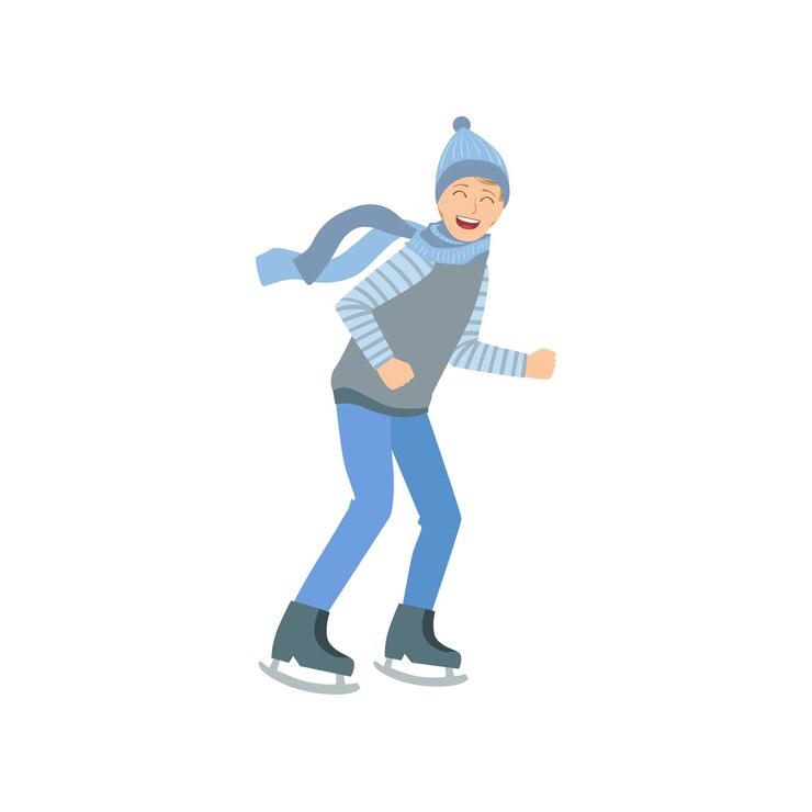 Vecteur guy en tenue bleue sports d'hiver illustration
