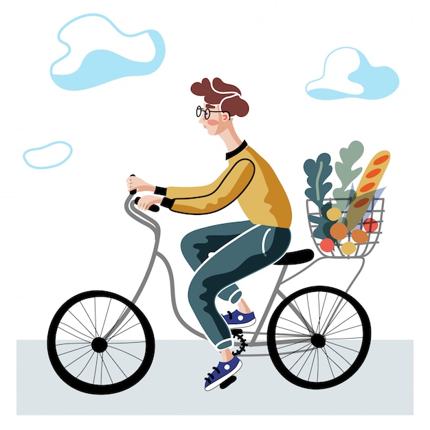 Vecteur guy à vélo illustration