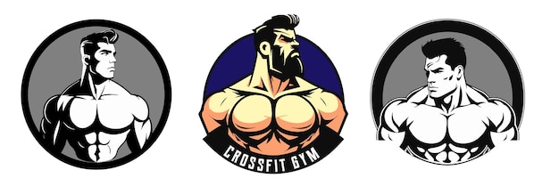 Gym fitness club logo design bodybuilder illustration vectorielle