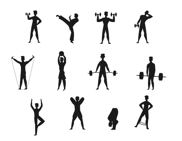 Vecteur gym et fitness isolé vecteur silhouette