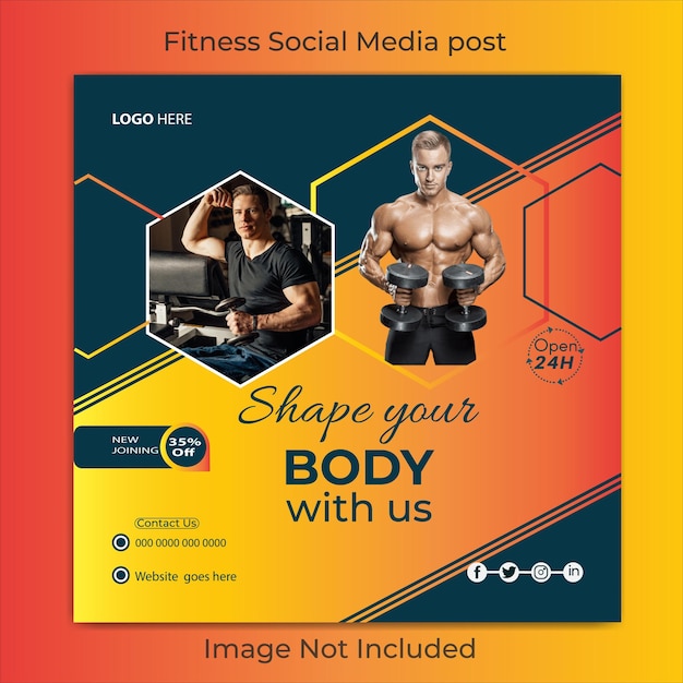 Gym Amp Fitness Modèle De Conception De Bannière De Médias Sociaux