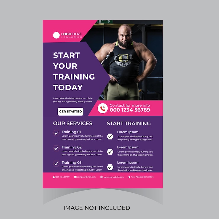 Vecteur gymnase et fitness culturisme sport athlétique flyer modèle de conception d'affiche brochure bannière élégante