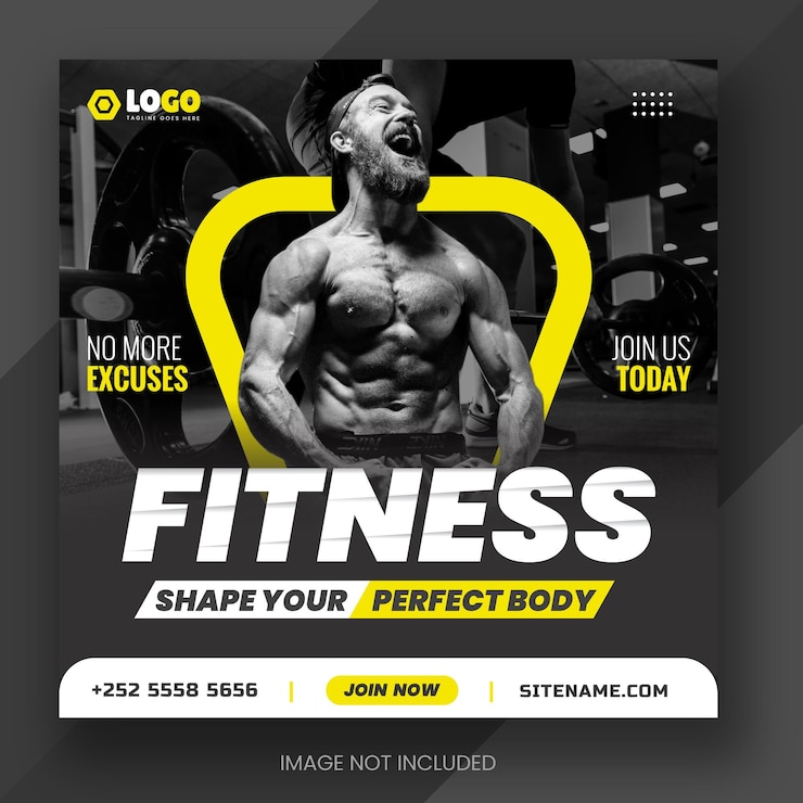 Vecteur gymnase de fitness ou médias sociaux de gym et de fitness et conception de bannières web instagram ou facebook post amp