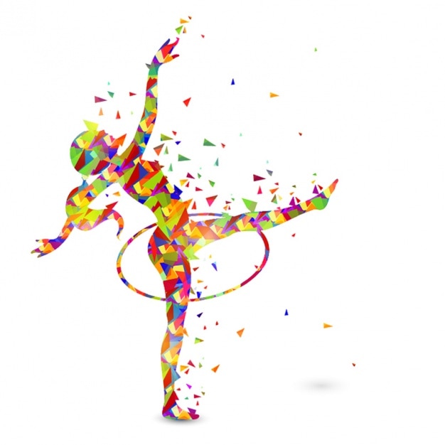Vecteur gymnaste géométrique coloré