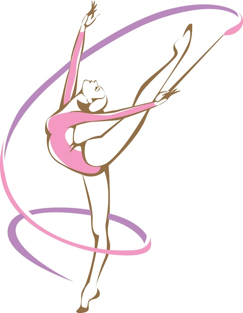 gymnaste avec ruban. rythmique gymnastique. vecteur dessin. 24542549 Art  vectoriel chez Vecteezy