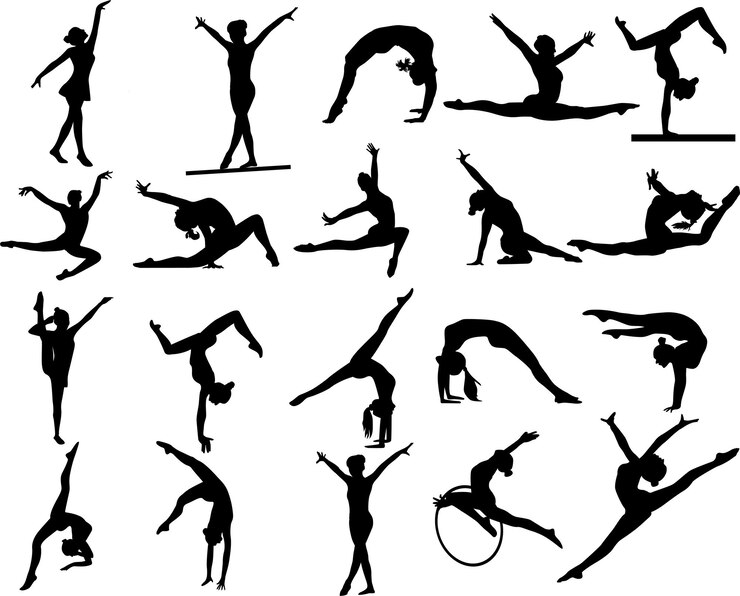 Vecteur gymnastique féminine gymnaste gymnastique silhouette sport athlète fille
