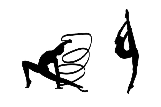 Vecteur gymnastique femme pose des icônes ensemble illustrations vectorielles pour logo ensemble de postures de gymnastique